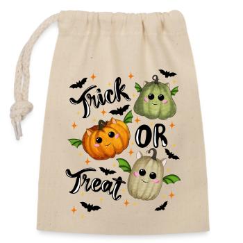 Trick ou gâterie citrouilles - Sac cadeau en coton avec cordon (14 x 20 cm) - nature - Devant