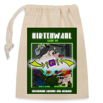 Hirtenwahl - Szene 04 - Mietling vs. guter Hirte - Verschließbarer Geschenkbeutel aus Baumwolle (14x20cm) - Natur - Vorne