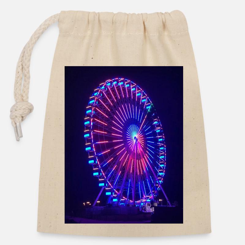 Grande roue de grömitz - Sac cadeau en coton avec cordon (14 x 20 cm) - nature