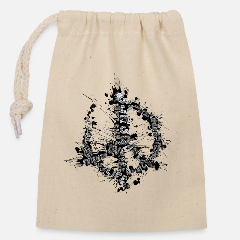 PEACE - Closable cotton gift bag (14x20cm) - nature