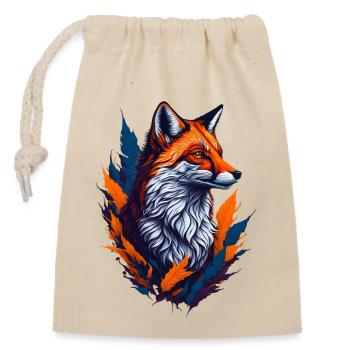 Fox 1 - Closable cotton gift bag (14x20cm) - nature - Front