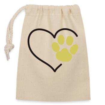 Love paws - Closable cotton gift bag (14x20cm) - nature - Front