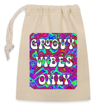 Groovy Vibes Only - Closable cotton gift bag (14x20cm) - nature - Front