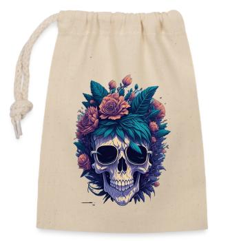 Floral Skull Splashdown: Dead Skull - Sac cadeau en coton avec cordon (14 x 20 cm) - nature - Devant