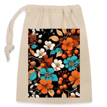 Herbst Blumen - Verschließbarer Geschenkbeutel aus Baumwolle (14x20cm) - Natur - Vorne