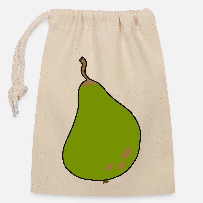 Poire simple - Sac cadeau en coton avec cordon (14 x 20 cm) - nature