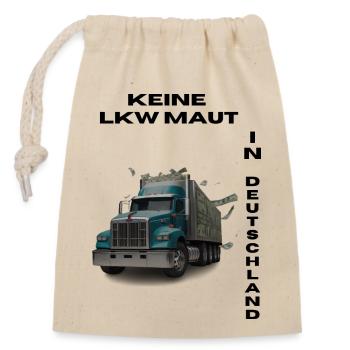 Keine LKW Maut in Deutschland - Verschließbarer Geschenkbeutel aus Baumwolle (14x20cm) - Natur - Vorne