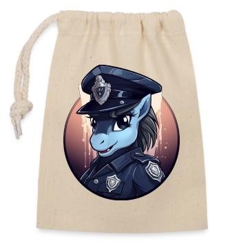 Police des poneys - Sac cadeau en coton avec cordon (14 x 20 cm) - nature - Devant
