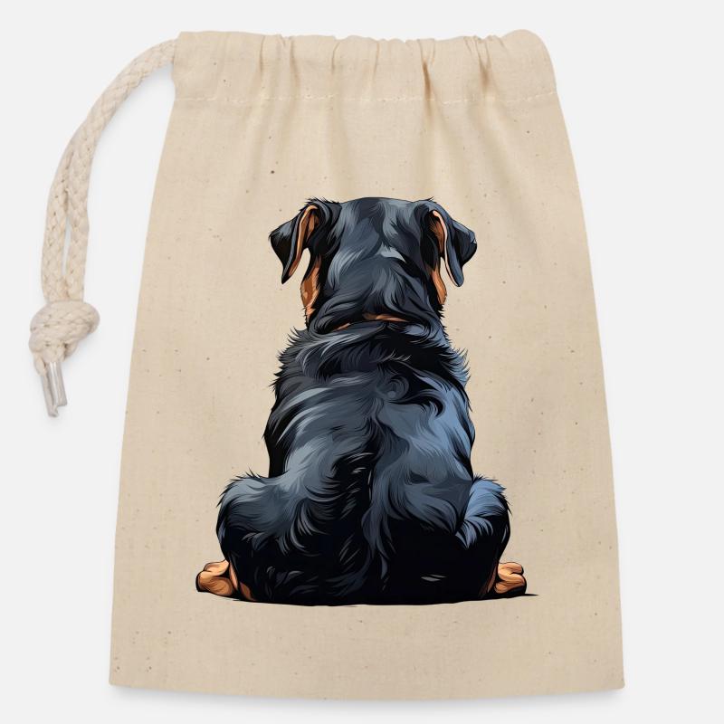 Rottweiler - Sac cadeau en coton avec cordon (14 x 20 cm) - nature
