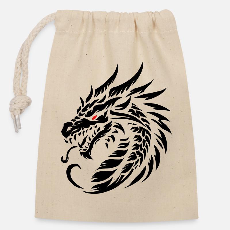 Dragonemblem black - Verschließbarer Geschenkbeutel aus Baumwolle (14x20cm) - Natur