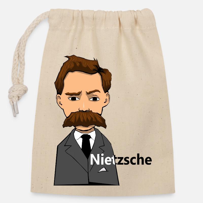 Nietzsche - Closable cotton gift bag (14x20cm) - nature