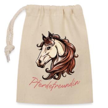 Horses Girlfriend, Horses Fan, Horses Girl - Closable cotton gift bag (14x20cm) - nature - Front