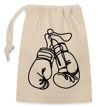 Boxhandschuhe Skizze - Verschließbarer Geschenkbeutel aus Baumwolle (14x20cm) - Natur - Vorne