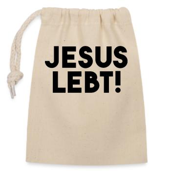 Jesus lebt - minimalistisch - Verschließbarer Geschenkbeutel aus Baumwolle (14x20cm) - Natur - Vorne