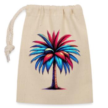 Palme - Verschließbarer Geschenkbeutel aus Baumwolle (14x20cm) - Natur - Vorne