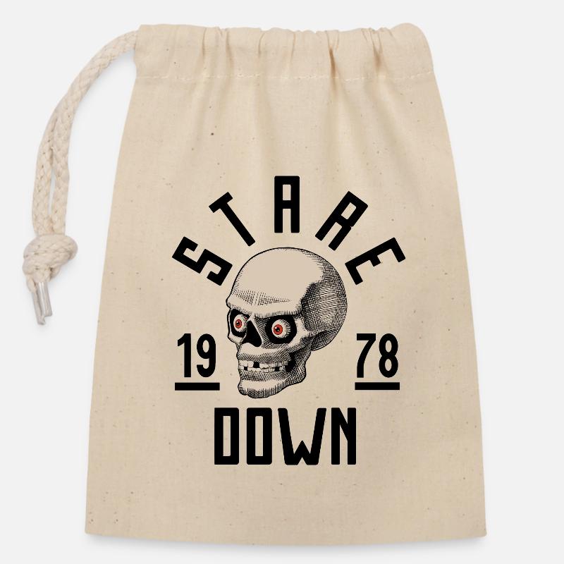 Staring skull - Closable cotton gift bag (14x20cm) - nature