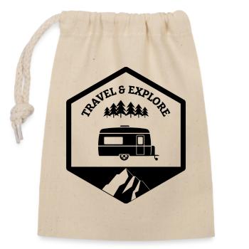 Caravane Travel and explore noir - Sac cadeau en coton avec cordon (14 x 20 cm) - nature - Devant