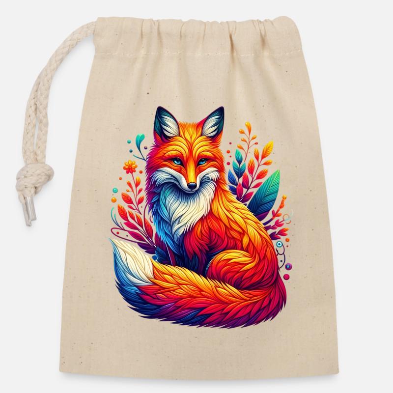 Fuchs - Verschließbarer Geschenkbeutel aus Baumwolle (14x20cm) - Natur