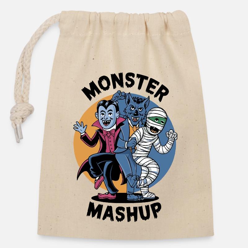 Monster-Mashup - Verschließbarer Geschenkbeutel aus Baumwolle (14x20cm) - Natur