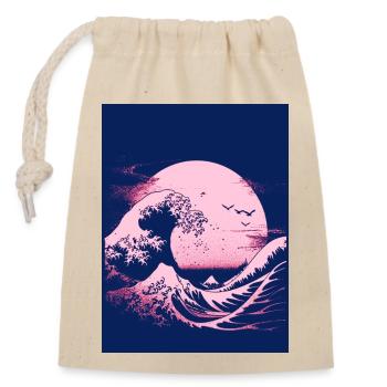 The Great Wave in Blue and Pink - Closable cotton gift bag (14x20cm) - nature - Front