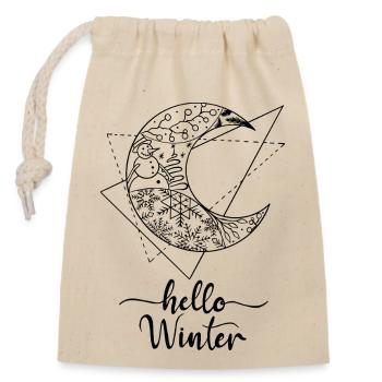 Hello Winter - Sac cadeau en coton avec cordon (14 x 20 cm) - nature - Devant