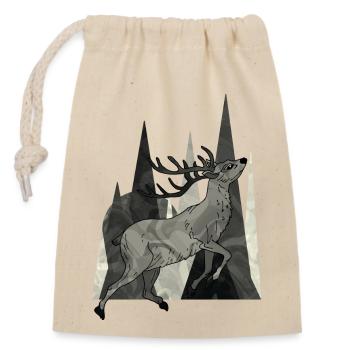 Deer - Closable cotton gift bag (14x20cm) - nature - Front