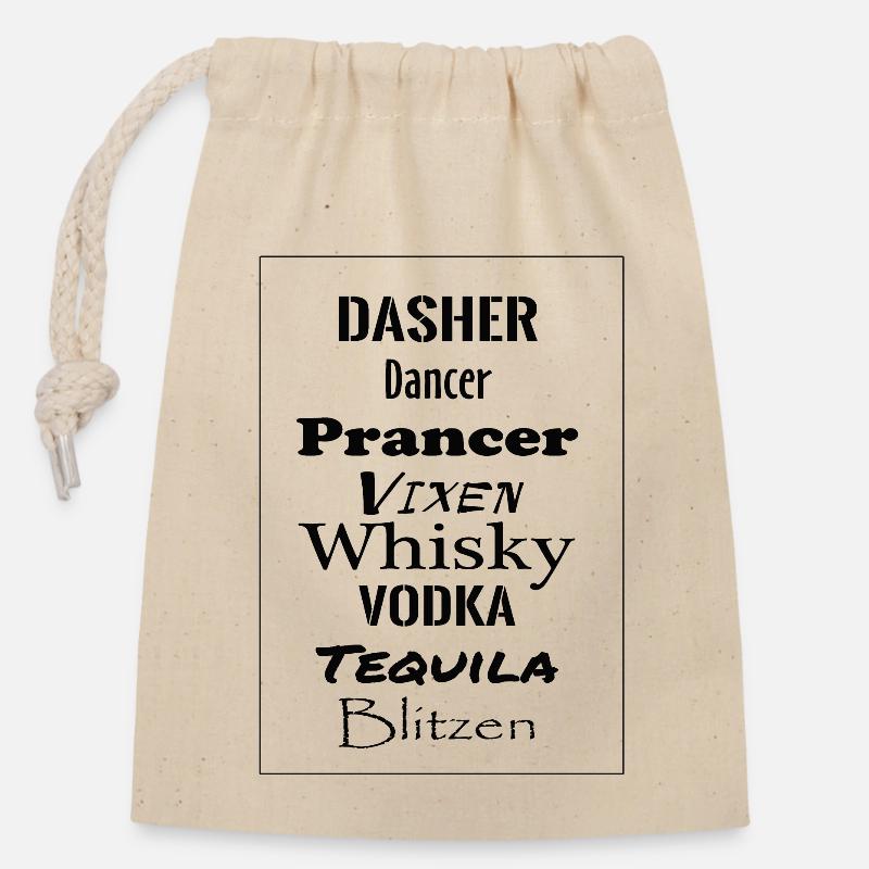 Dasher Dancer Blitzen - Closable cotton gift bag (14x20cm) - nature