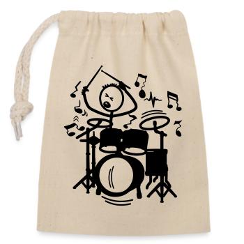 Wild Drummer Transparent - Closable cotton gift bag (14x20cm) - nature - Front
