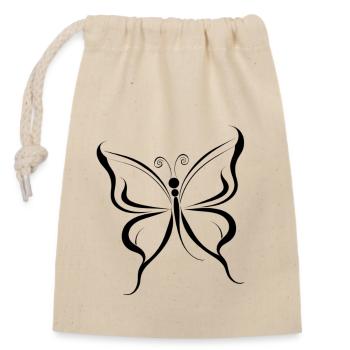 Butterfly Minimalist Black Lines Butterfly - Closable cotton gift bag (14x20cm) - nature - Front