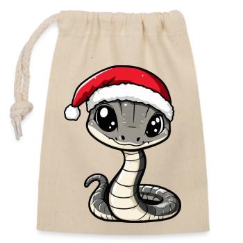 Snake Cobra Christmas - Closable cotton gift bag (14x20cm) - nature - Front