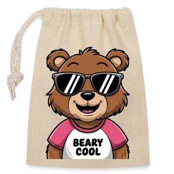 Beary Cool Vibes - Sac cadeau en coton avec cordon (14 x 20 cm) - nature - Devant
