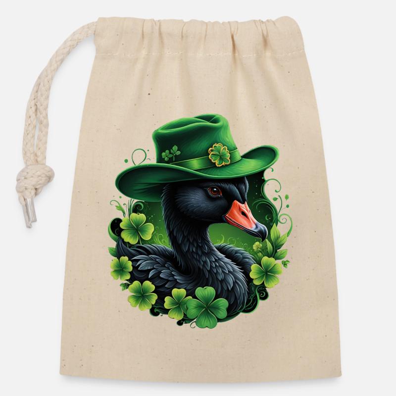 Irish elegance - Closable cotton gift bag (14x20cm) - nature