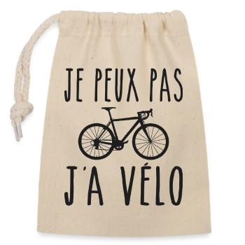 Je Peux Pas J'ai Vélo - Sac cadeau en coton avec cordon (14 x 20 cm) - nature - Devant