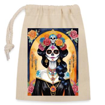 LA CATRINA DELUXE - Verschließbarer Geschenkbeutel aus Baumwolle (14x20cm) - Natur - Vorne