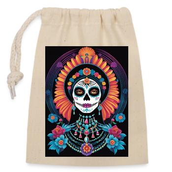 LA CATRINA DELUXE - Verschließbarer Geschenkbeutel aus Baumwolle (14x20cm) - Natur - Vorne