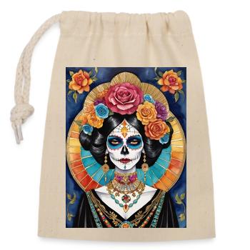 LA CATRINA DELUXE - Verschließbarer Geschenkbeutel aus Baumwolle (14x20cm) - Natur - Vorne