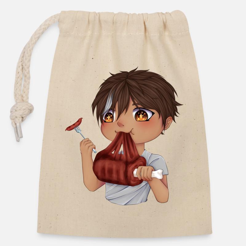 Gourmet Chibi - Verschließbarer Geschenkbeutel aus Baumwolle (14x20cm) - Natur