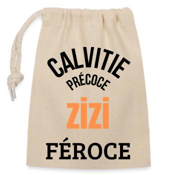 Histoire de chauve - Sac cadeau en coton avec cordon (14 x 20 cm) - nature - Devant