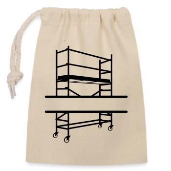 Échafaudage avec espace pour le nom de l’entreprise - Sac cadeau en coton avec cordon (14 x 20 cm) - nature - Devant
