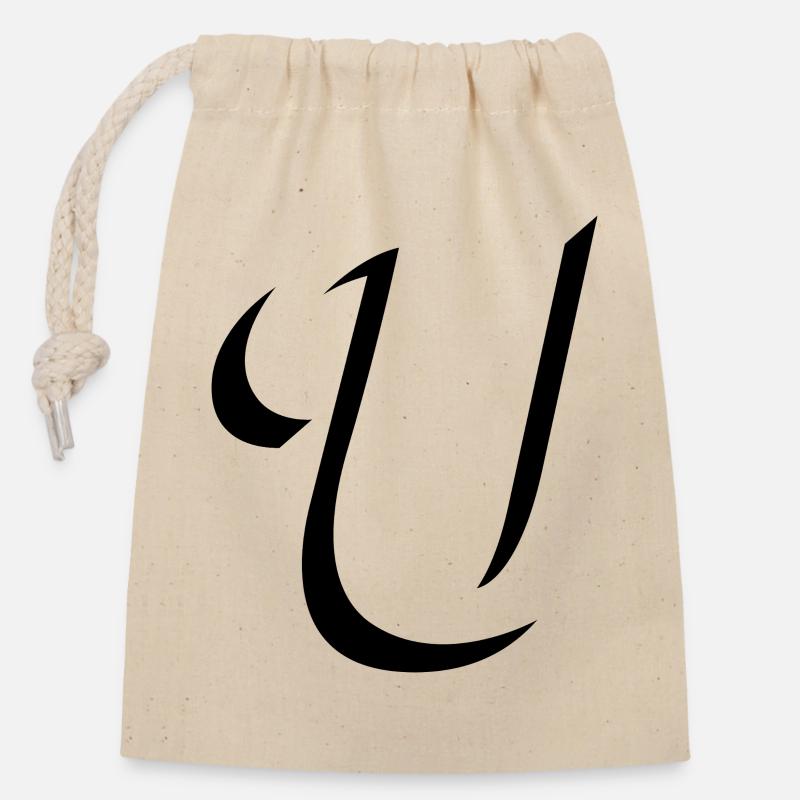 Letter U, Name, der Buchstabe U - Verschließbarer Geschenkbeutel aus Baumwolle (14x20cm) - Natur