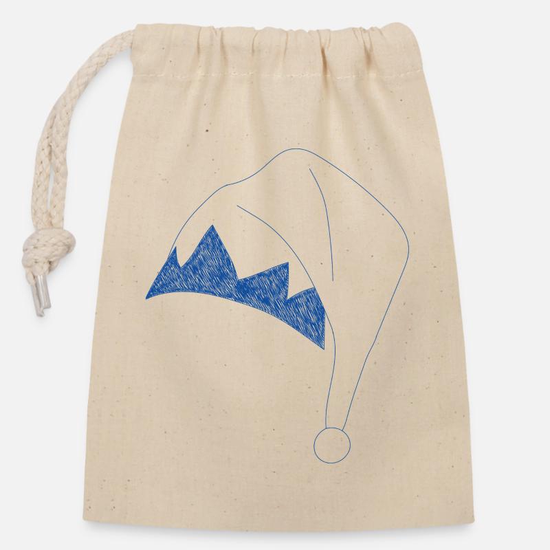 Chapeau d’elfe de Noël - Sac cadeau en coton avec cordon (14 x 20 cm) - nature