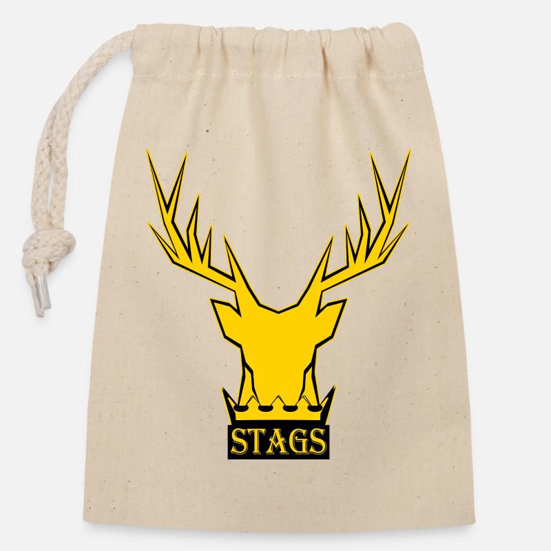 Logo de la couronne de cerf doré - Sac cadeau en coton avec cordon (14 x 20 cm) - nature