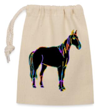 Cheval - Sac cadeau en coton avec cordon (14 x 20 cm) - nature - Devant