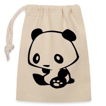 Kawaii Panda – Mignon Manga Ours Bambou - Sac cadeau en coton avec cordon (14 x 20 cm) - nature - Devant