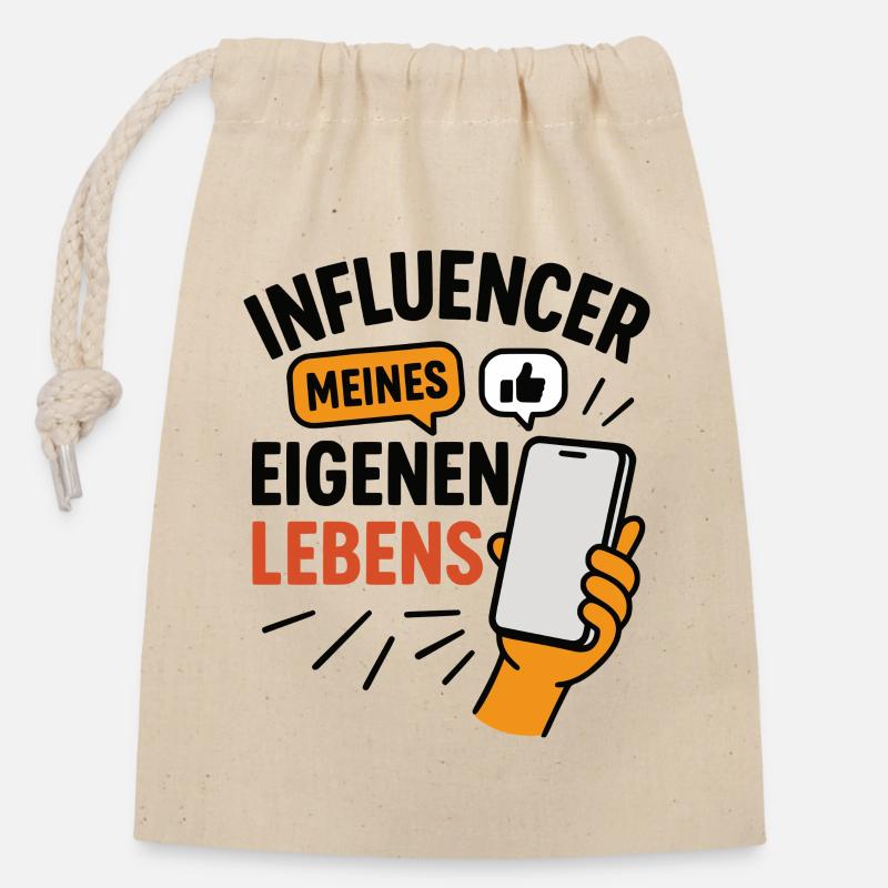 Influencer meines eigenen Lebens - Verschließbarer Geschenkbeutel aus Baumwolle (14x20cm) - Natur