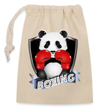 Boxing Panda – Funny Animal Motif - Closable cotton gift bag (14x20cm) - nature - Front