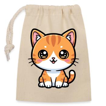 Chat Tigré Orange - Sac cadeau en coton avec cordon (14 x 20 cm) - nature - Devant