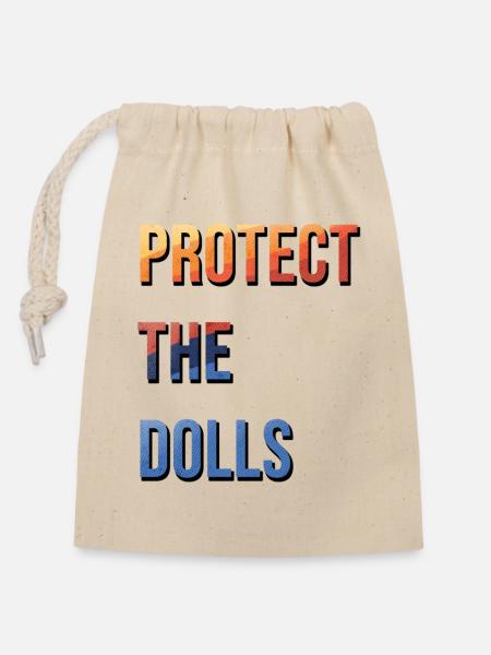 Protect_the_Dolls_2026 - Verschließbarer Geschenkbeutel aus Baumwolle (14x20cm) - Natur