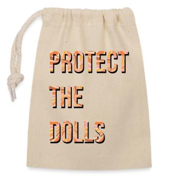 Protect_the_Dolls_90er_style_ - Sac cadeau en coton avec cordon (14 x 20 cm) - nature - Devant