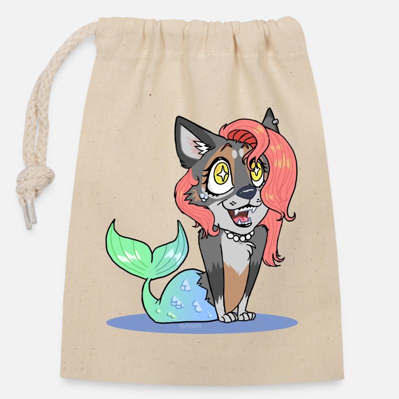 Coral (Chibi Version) (by Leni Riosa) - Closable cotton gift bag (14x20cm) - nature